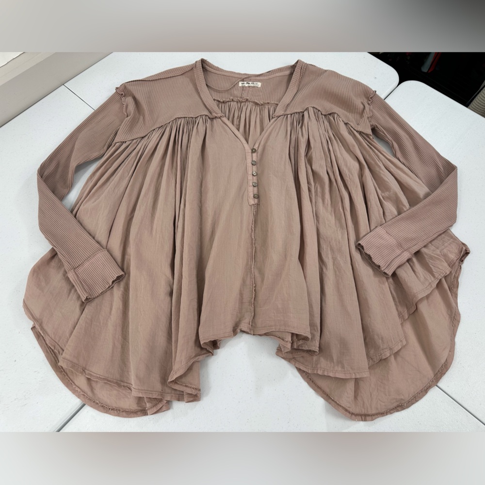 We The Free People Lyrical Tunic Button Front Blouse Flowy Soft Boho Indie Top M - Picture 8 of 11